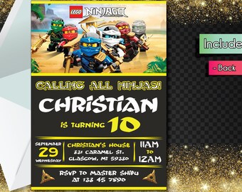 Editable PDF Ninjago Birthday Invitation!! Downloadable Ninjago Birthday Party Invitation!!