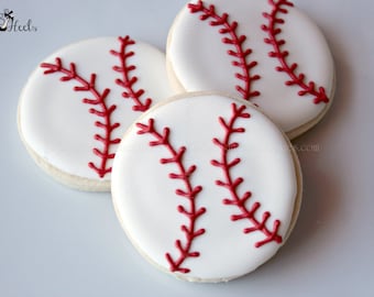 Baseball Decorated Sugar Cookies, Boys Birthday Cookies, Sports Cookies