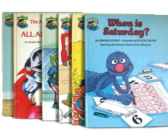 Vintage Sesame Street Book Club Books - Retro 80s Hardcover Golden Press Alphabet Learning Books - Set of Six