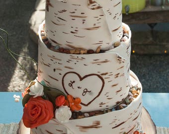 Rustic Birch Wedding Cake