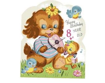 Vintage Original unused Greeting card Happy Birthday 8 Year Old