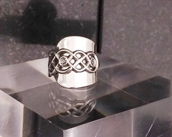 Art Nouveau Spoon Ring made from Norwegian 830 Sterling Silver vintage spoon UK sizes P 1/2 - Z