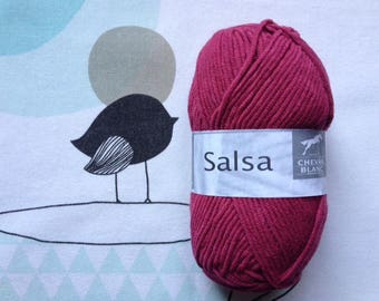Burgundy wool SALSA - white horse