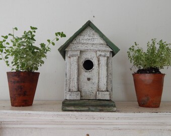 Handcrafted Birdhouse / vintage style garden /painted birdhouse, / farmhouse birdhouse garden birdhouse/ unique birdhouse/folk art birdhouse
