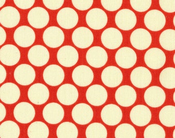 Amy Butler Full Moon Polka Dot Fabric - Cherry - sold by the 1/2 yard