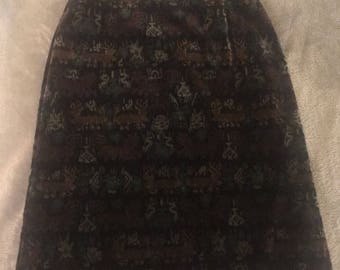 Below the knee velvet like skirt