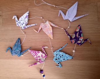 Purple and blue origami crane Garland