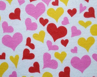 Printed Felt Rectangle: Hearts (9"x12")