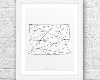 Colorado Map, Colorado Printable, Colorado Art, Colorado State, Colorado, Minimalist Art, Colorado Geometric Art,Instant Download, ModernArt