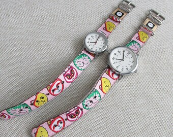 NEW! Pink Cats! Watch Strap, 16mm or 20mm Watch Band for Timex Weekender Watch, Band Only, Replacement Strap in 2 Widths