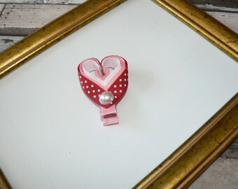 Hearts hair clip with polka dots
