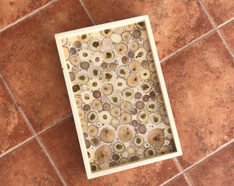 Wood serving tray , wooden serving tray , vintage , wood slices
