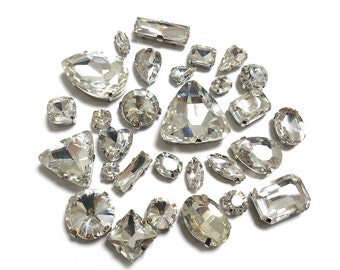 Sew On Crystal Fancy Stones in Silver Setting 10pcs