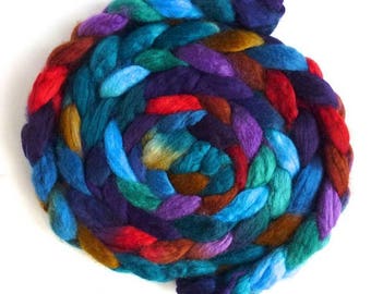 Superwash BFL Wool/ Nylon - Hand Painted Spinning or Felting Fiber, Tranquil Gleam