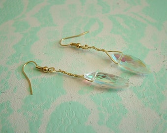 Rainbow Sheen Crystal Dangling Earrings
