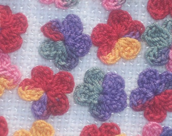 20 handmade variegated thread crochet applique flowers -- 1750