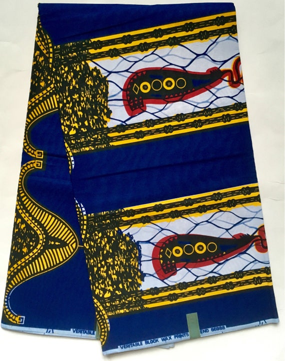African Print Fabric/ Dutch Wax/ Ankara Blue Yellow Red