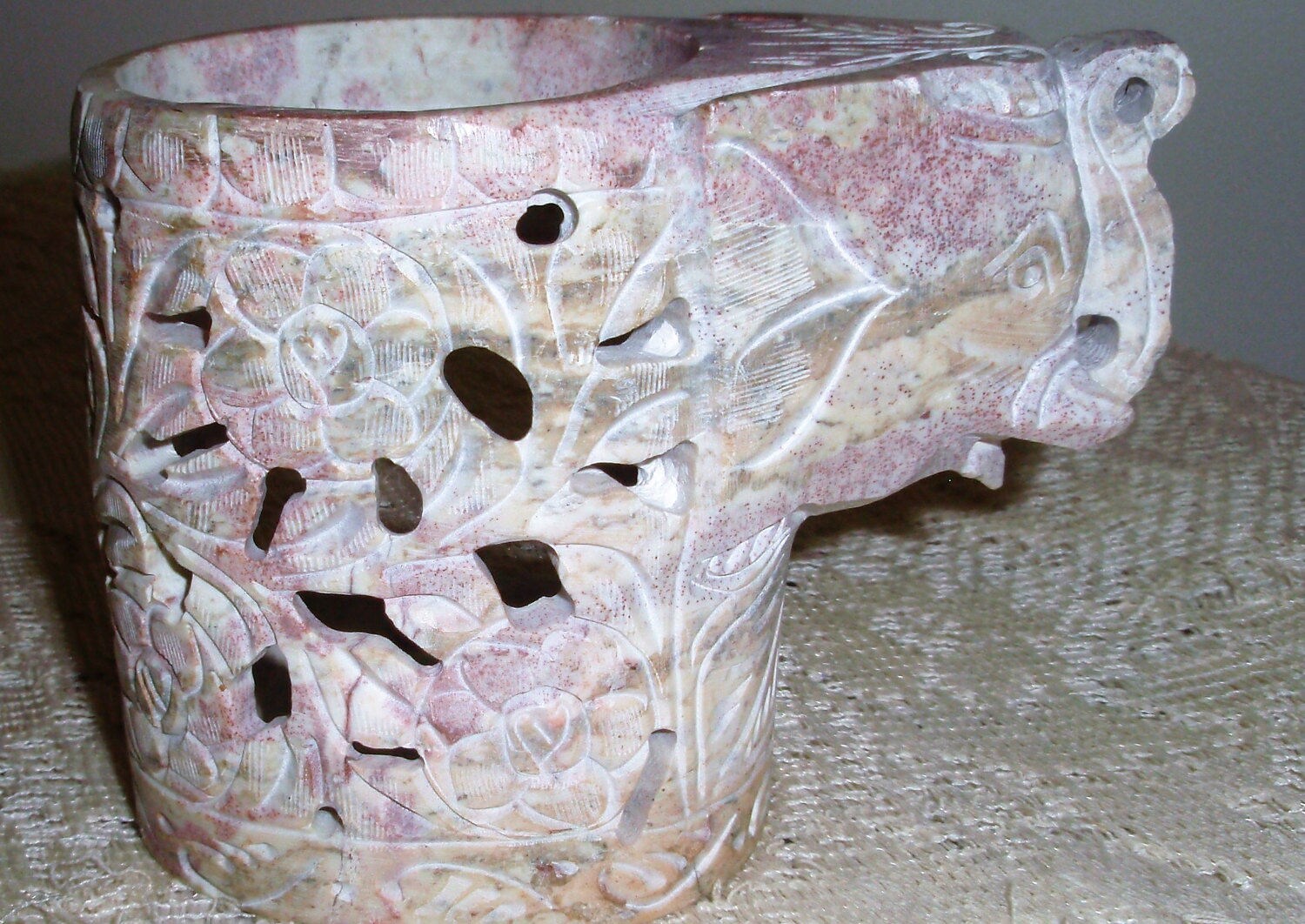 Carved Soapstone Elephant Candle holder Elephant Votive