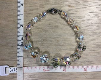 Vintage 7.75" Bracelet Aurora Borealis Crystal Beads Used