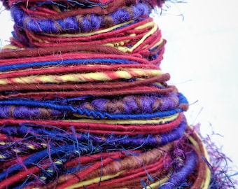 Hand Spun Art Yarn. Knitting Crochet Weaving Wool Fibre