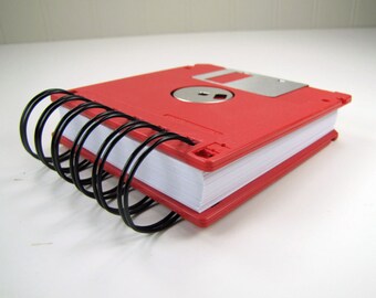 Floppy Disk Notebook JUMBO Cherry Red Computer Disk Recycled Geek Gear Blank Mini 125 sheets