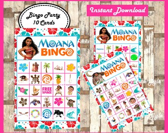 Moana Bingo 30 Cards printable Moana Bingo game Moana