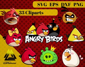 Angry Birds Clipart –33 (Svg, Eps, Png, Dxf Files) 300 PPI, Vectorial Images, Angry Birds svg, T-Shirt Design,Angry Birds Printable