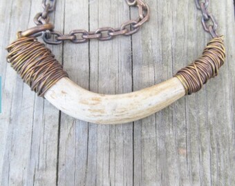 Antler Necklace Wire Wrap Necklace Antler Jewelry DanielleRoseBean Deer Antler Statement Necklace Antler Tip Necklace Real Antler Necklace