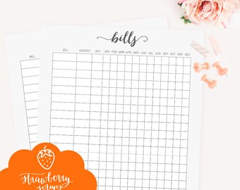 Bill planner printable: "BILL TRACKER" Bill pay, Bill due, Bills calendar, Monthly bill tracker, Bill organizer, Letter, A4, Finance planner