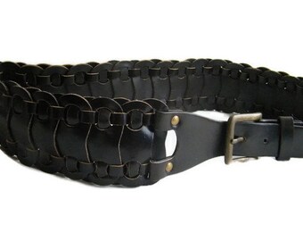 Vintage Brown wicker belt women ECO leather braided belt Boho hippie belt Vegan belt steampunk belt Bicker Western belt Rock belt