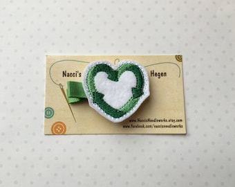 Felt Hair Clip- Recycle Heart Hair Clip