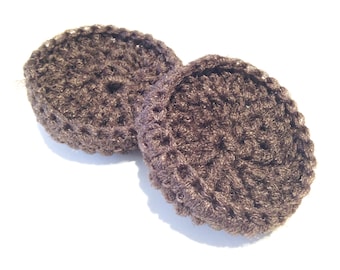 Dark Brown Crocheted Nylon Netting Dish Scrubbies-Pair
