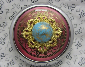 Compact Mirror Gold Drizzle Comes With Protective Pouch