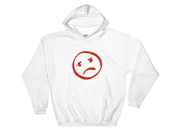 Red smiley face Hoodie (White)