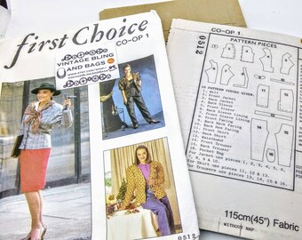 Vintage 1980er multisize Muster, 1980er Jahre Jacke Muster, Rockmuster der 1980er Jahre, Hose Muster der 1980er Jahre, 1980er Jahre Hose Muster, Schneiderei Muster