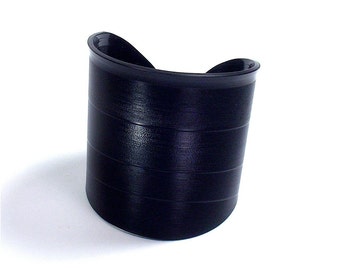 Black Vinyl Record Album Wrist Cuff Size Small Retro