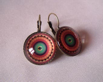 LIQUIDATION cabochon earrings 20mm multicolored