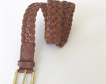 Women's size small brown leather braided belt