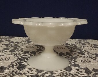 Milk Glass Candy/Jewelry Bowl on Pedestal