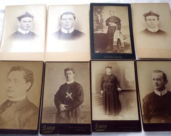 Vintage Cabinet Cards Priests 8 Pc.