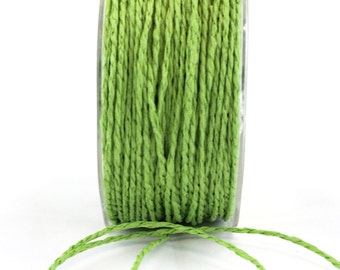 Parrot Green Paper Cord Ribbon . 10 yards