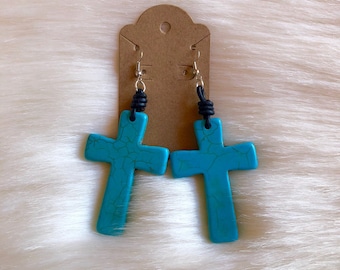 Turquoise Cross Earrings