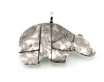 Fine Silver, Bear Pendant, Bear Jewelry, Silver Bear, Grizzly, Black Bear, Bear Totem, Animal Totems, Totem Animal, Bear, Totem Animal, 981b
