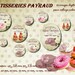 Digital images for cabochon jewelry "payraud pastries" macaron, cupcake, donut, religious, beige, pink, butterflies