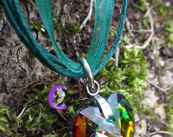 Heart pendant 18mm swarovksi Crystal vitrail medium AB Crystal