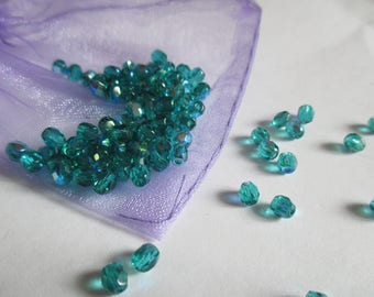 25 faceted beads 4 mm Emerald AB