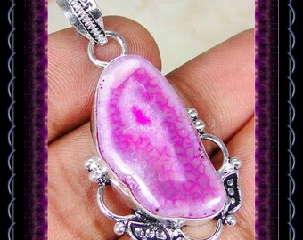 Pink Madagascar Druzy Pendant