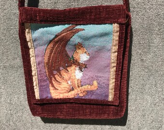 tuxedo cat satchel, tapestry satchel, cat messenger bag, tapestry satchel, tuxedo cat bag, unique messenger bag