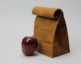 The "Brown" Bag // Caramel Brown WAXED Canvas Lunch Bag, an updated, eco-friendly classic
