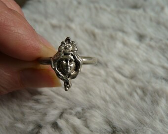Art Nouveau Woman / Goddess Sterling Silver Ring, size 8